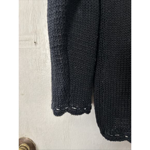 Vintage Maggie Lawrence Cardigan 80s Black Knit Flower Sweater Medium Read - Picture 16 of 16